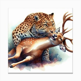 Leopard And Deer Canvas Print