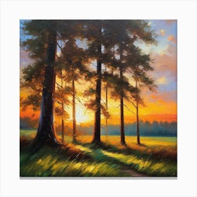 Sunset In The Forest 51 Canvas Print