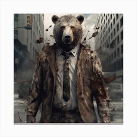 Bear In The City 1 Canvas Print