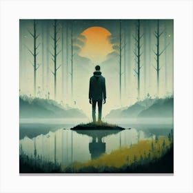 Man Standing In A Lake Canvas Print