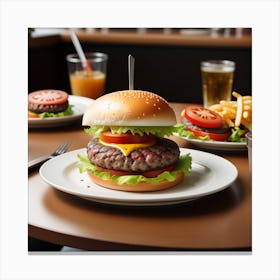 Hamburgers In A Restaurant 3 Canvas Print