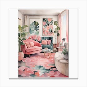 Pink Living Room Canvas Print