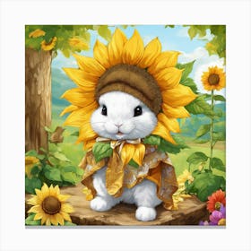 Sunflower Bunny Canvas Print