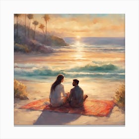 Couple On The Beach Canvas Print