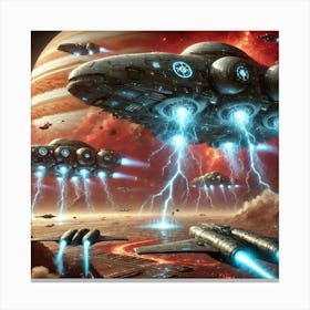 A Sci Fi Depiction Of Leviathan Class Airships, Ma Canvas Print