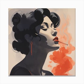 Woman Smoking A Cigarette Canvas Print