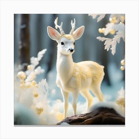 Deer In The Snow Canvas Print