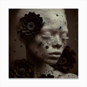 Woman With Flowers On Her Face 1 Canvas Print