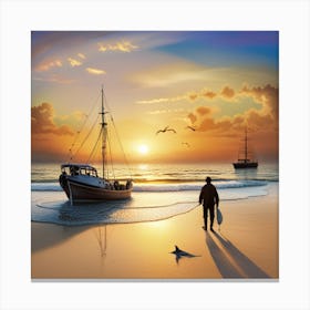 Sunset On The Beach Canvas Print