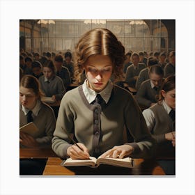 Girl In A Classroom Canvas Print