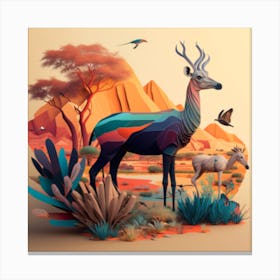 Deer in the Savannah Canvas Print