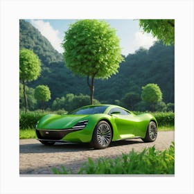 Green Sports Car Canvas Print