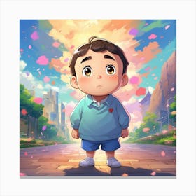 Anime Boy Standing In The City Canvas Print
