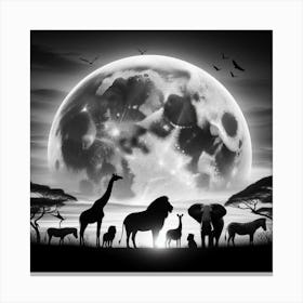 Silhouette Of Animals Canvas Print