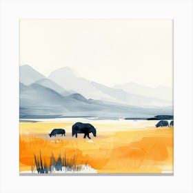 Watercolor Of Elephants Canvas Print