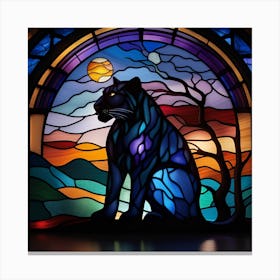 Panther, stained glass, rainbow colors 1 Canvas Print