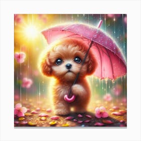 Puppy In The Rain 3 Canvas Print