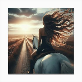 Girl Riding A Horse 6 Canvas Print
