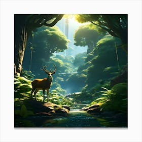 Deer In The Forest 5 Canvas Print