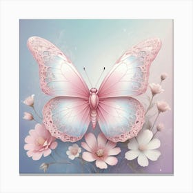 Butterfly And Flowers 1 Canvas Print