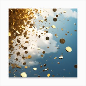 Gold Coins Falling From The Sky Canvas Print