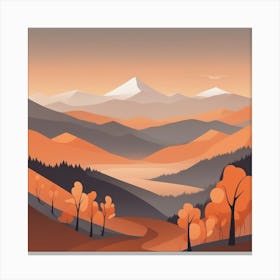 Misty mountains background in orange tone 38 Canvas Print