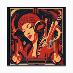 Art Deco inspired poster for a jazz club Canvas Print