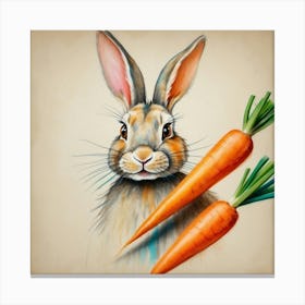 Rabbit With Carrots 28 Canvas Print