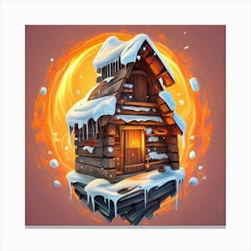 Wooden hut snow 4 Canvas Print