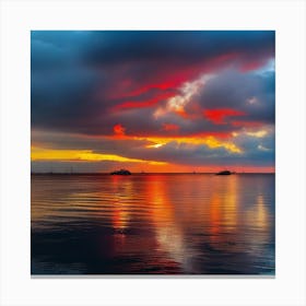 Sunset Over The Ocean 1 Canvas Print