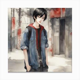 Boy In A City Canvas Print