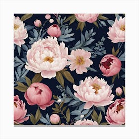 Pink Peonies Wallpaper Canvas Print