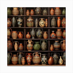 Vases On Shelves Canvas Print
