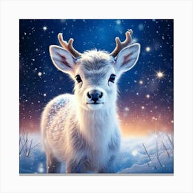 Firefly Adorable Baby Reindeer In A Starry Winter Meadow 2627 (2) Canvas Print