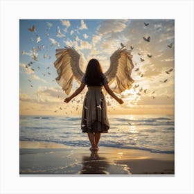 Angel At The Beach Canvas Print