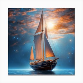 Sailboat In The Night Sky Canvas Print