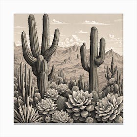 Cactus In The Desert 5 Canvas Print