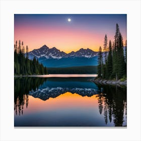 Sunset Over Lake Canvas Print