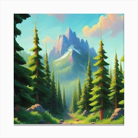 Dense forest with pine trees and marijuana Canvas Print