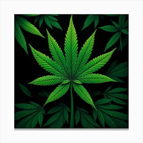 Marijuana Leaf On Black Background 3 Leinwandbild