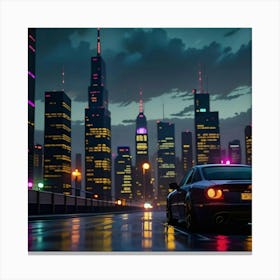 Rainy Glow The Urban Evening Aesthetic Canvas Print