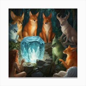 Foxes In The Forest Canvas Print