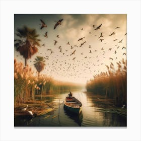 Bird In A Boat29 Canvas Print