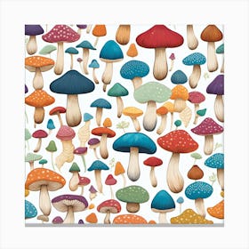 Seamless Pattern Of Mushrooms Canvas Print