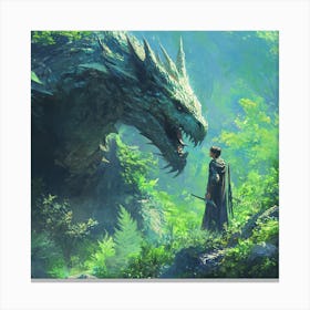 Dragon And A Man Canvas Print