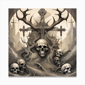 Skulls And Deer 1 Canvas Print
