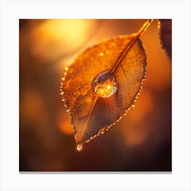 Raindrop On Tree Leave Canvas Print