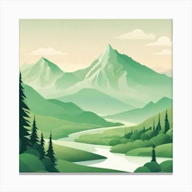 Misty mountains background in green tone 100 Canvas Print