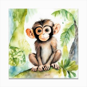 Monkey In The Jungle Canvas Print