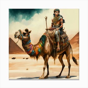 Egyptian Man On Camel Canvas Print